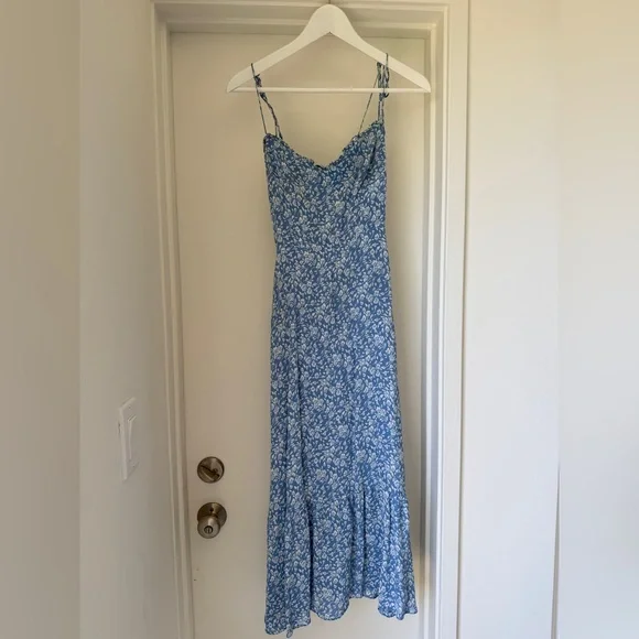 reformation blue and white dress Reformation Blue/White Plaid Strapless Mini Dress Size 6 – Mine & Yours